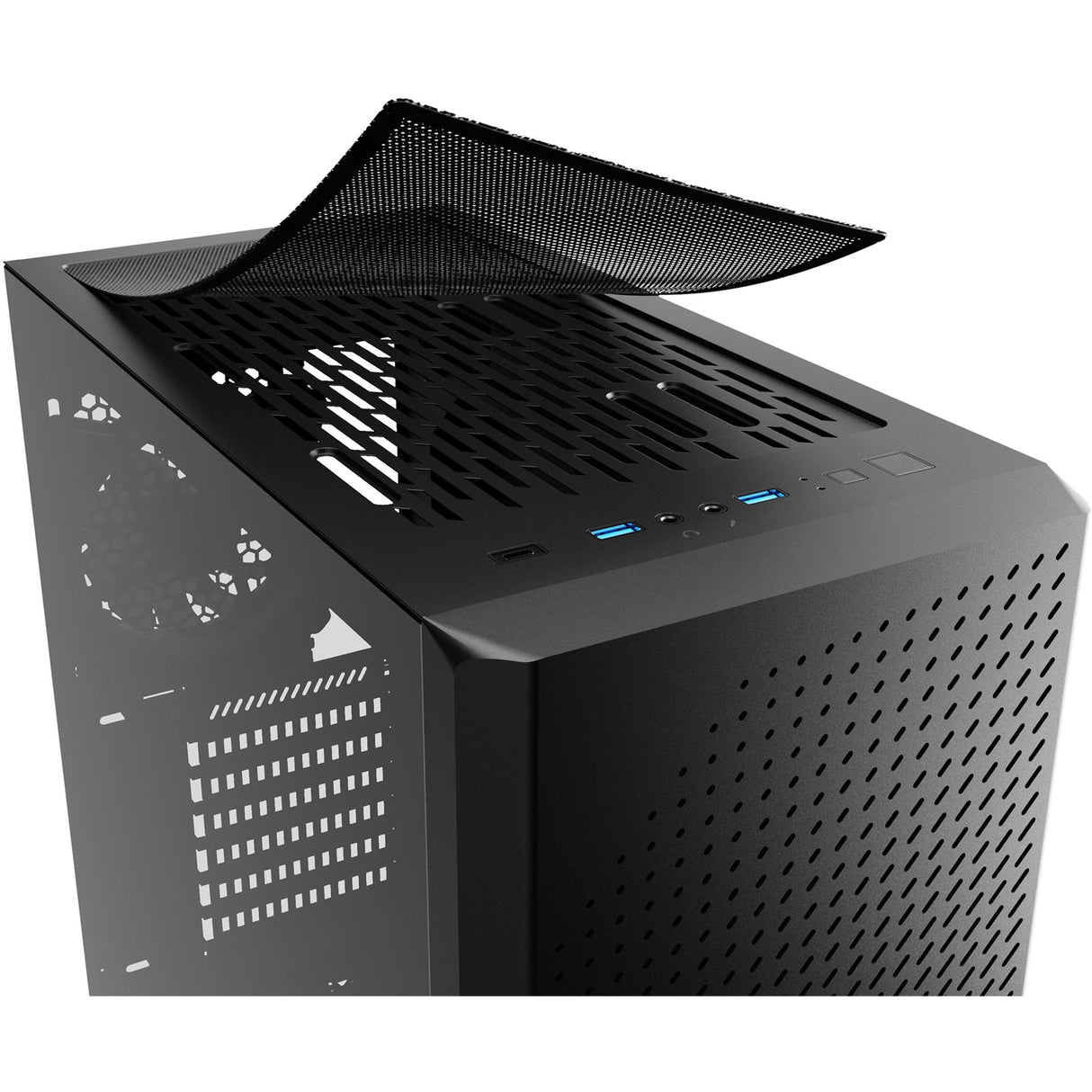 Sharkoon vs9 rgb sort midi tårnhus (sort | 2x usb-a | 1x usb-c | rgb | hærdet glas)