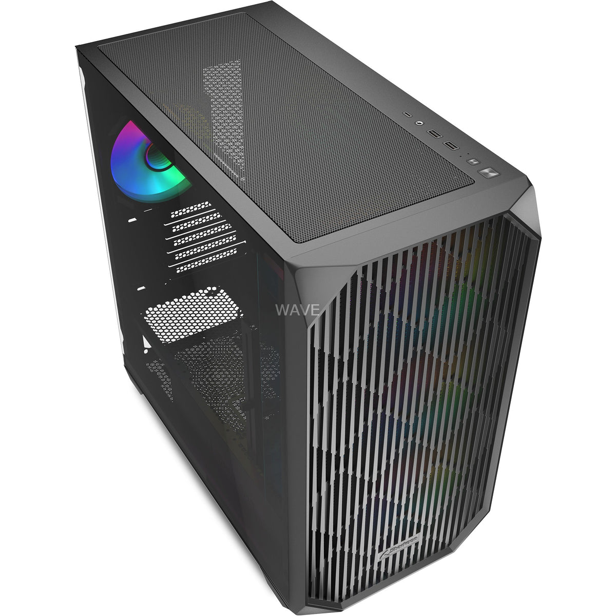 Sharkoon mk3 rgb mini tårnhus (sort | 2x usb-a | 1x usb-c | rgb | hærdet glas)