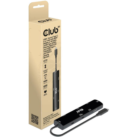 Club 3D USB4 Gen3x2 Type-C, 6-i-1 dockingstation (sort, CSV-1599)