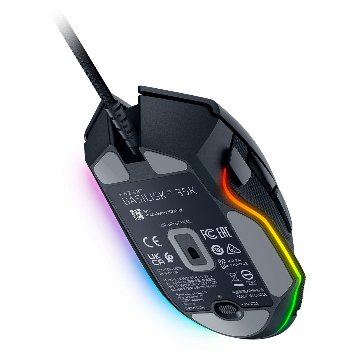 Razer basilisk v3 35k gaming mus (sort, 35000 dpi, chroma rgb)
