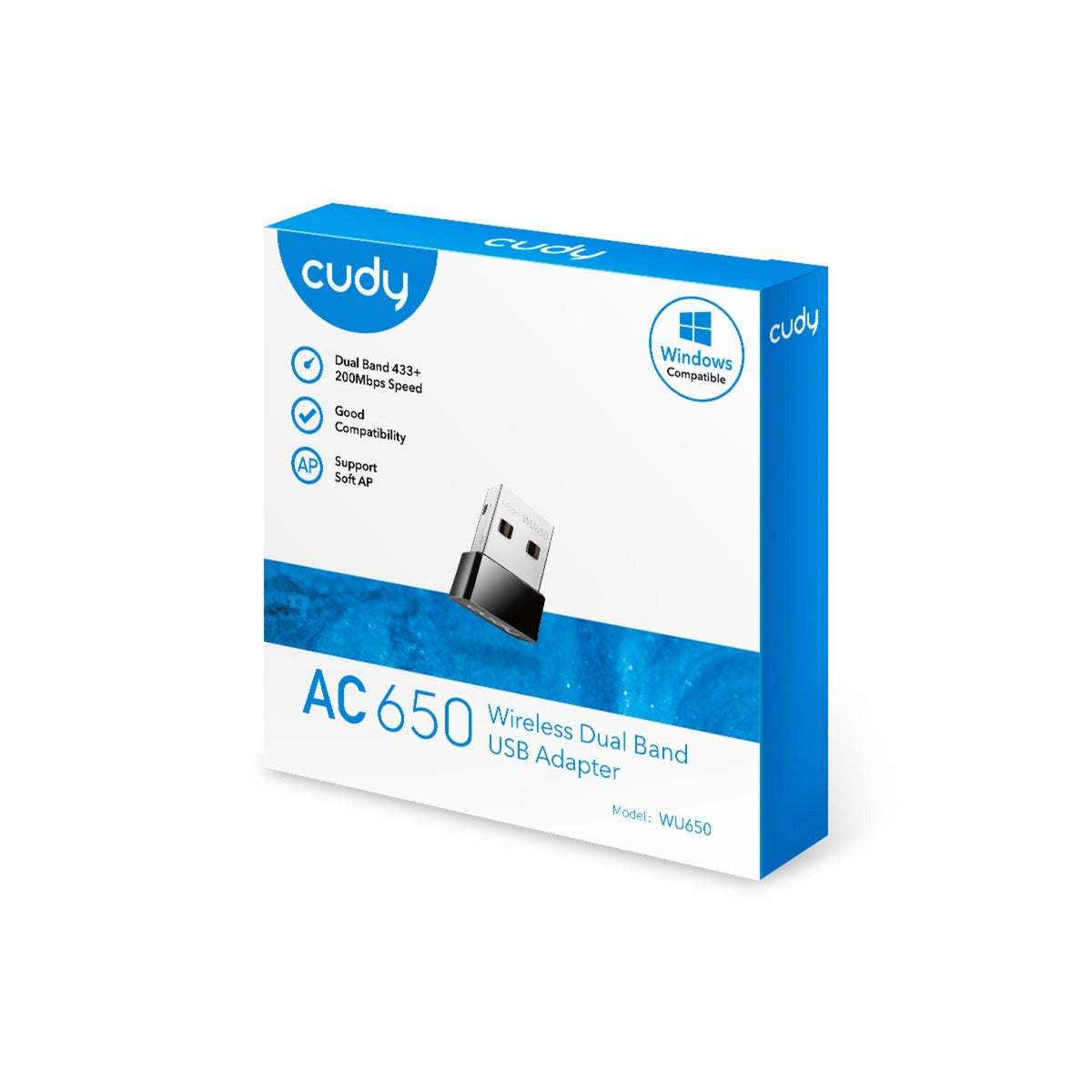 Cudy ac650 trådløs dual band mini usb wlan adapter (sort)