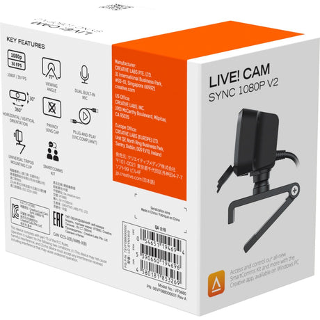 Kreativ live! cam sync 1080p v2 webcam (sort)