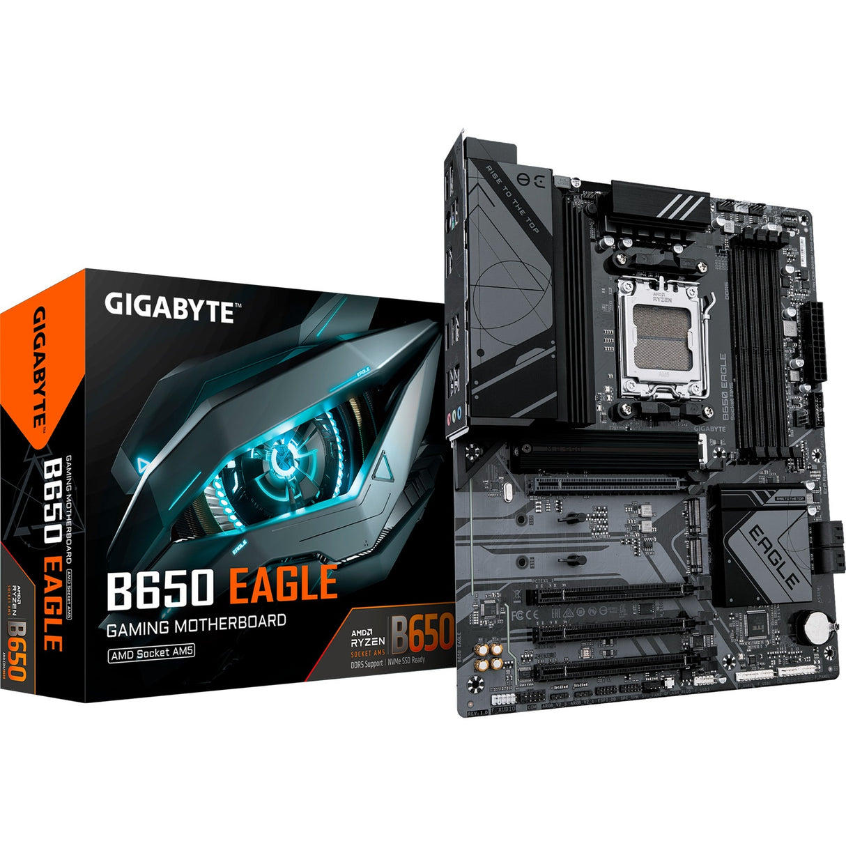 Gigabyte B650 Eagle Socket AM5 bundkort (RAID, GB-LAN, lyd, ATX)