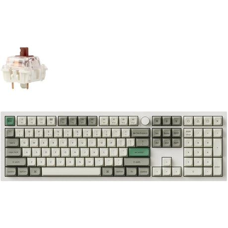 Keychron Q6 Max-P3 RGB mekanisk tastatur (hvidt, amerikansk layout (QWERTY), Gateron Jupiter Brown, 100%, RGB LED'er, KSA double-shot PBT, hot swap, knap, 2,4GHz | Bluetooth 5.1 | USB-C)