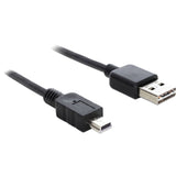 Delock easy-usb-a 2.0 han > mini USB-B 2.0 hankabel (sort, 3 meter)