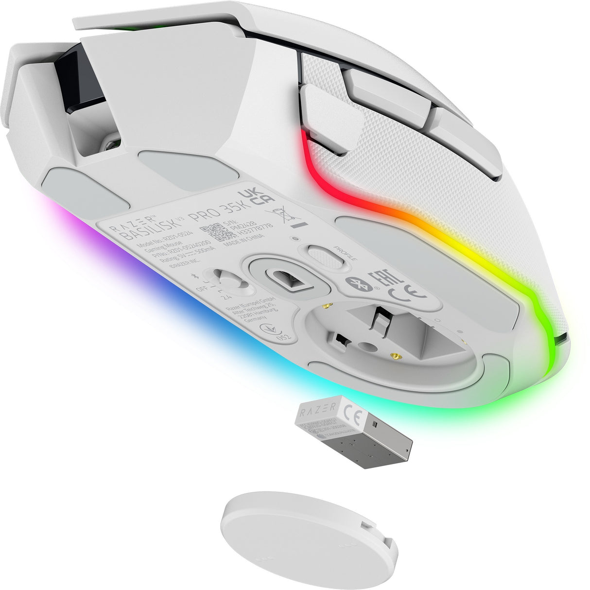 Razer basilisk v3 pro gaming mus (hvid, USB Bluetooth hyperspeed trådløs, 30.000 dpi, chroma RGB)
