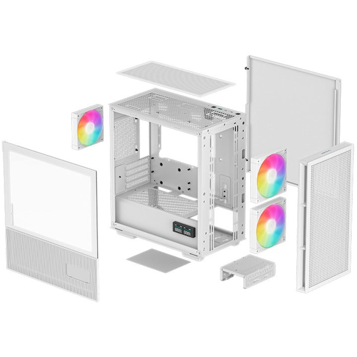 Deepcool ch360 digitalt mini tårnhus (hvid | 1x USB-A | 1x USB-C | RGB | hærdet glas)
