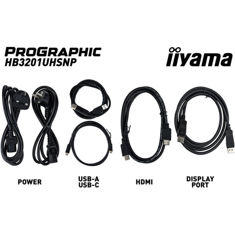 Iiyama prographic hb3201uhsnp-b1 31.5 4k uhd-skærm (sort (mat), hdmi, displayport, usb-c, lyd)