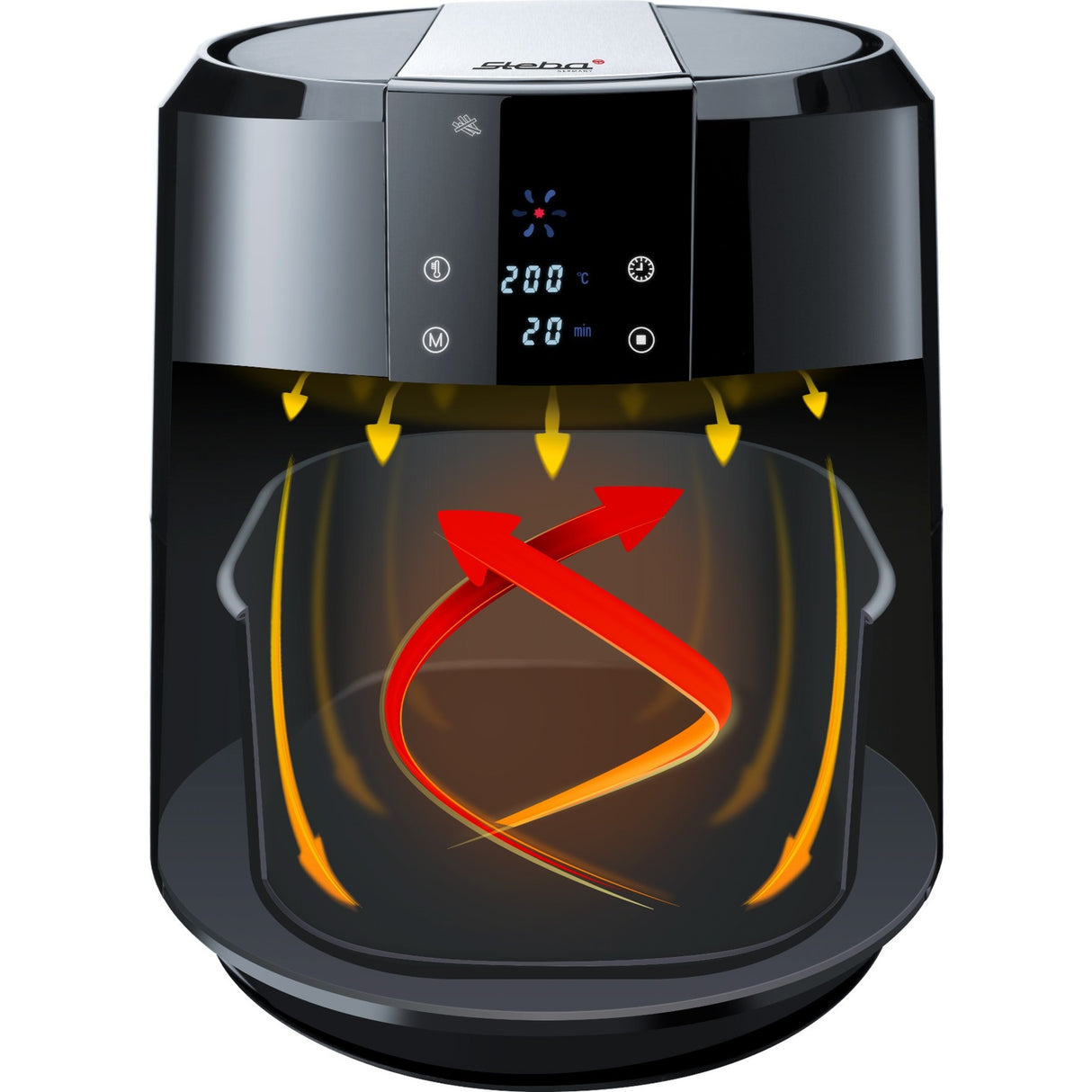 Steba HF 5000 XL varmluftsfrituregryde (sort rustfrit stål, 5,2 liter)