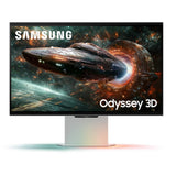 Samsung Odyssey 3D G90XF 27 4K UHD-gamingskærm (sølv, 2x HDMI, DisplayPort, 2x USB-A, USB-B, 165 Hz)