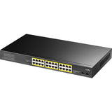 Cudy 24-gbe poe+ switch med 2 uplink sfp (sort)