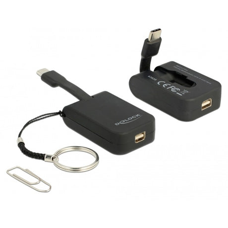 Delock USB-C > mini display port adapter nøglering (sort, 4k 60hz)