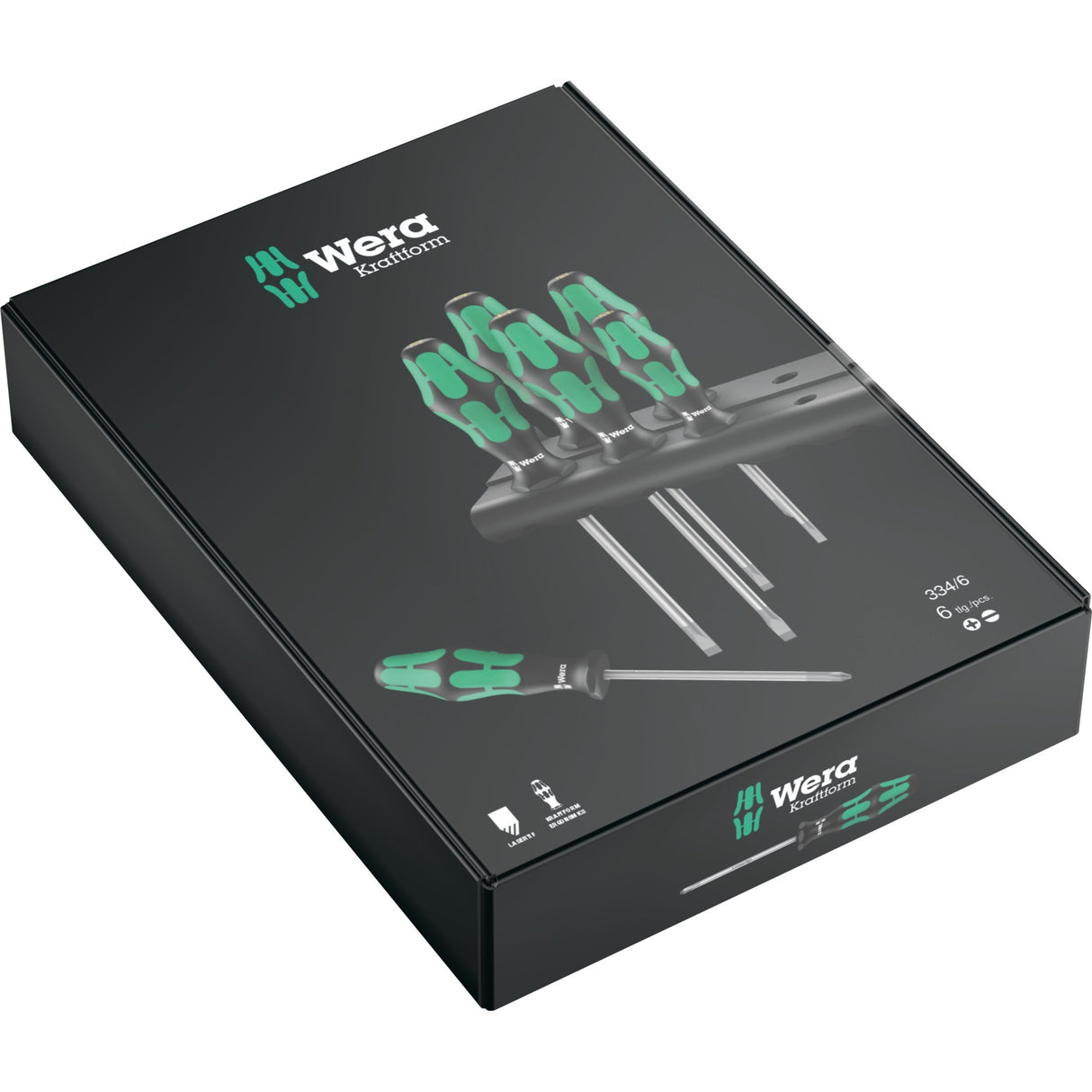 Wera 334 6 skruetrækkersæt kraftform plus (sort grøn, 6 dele)