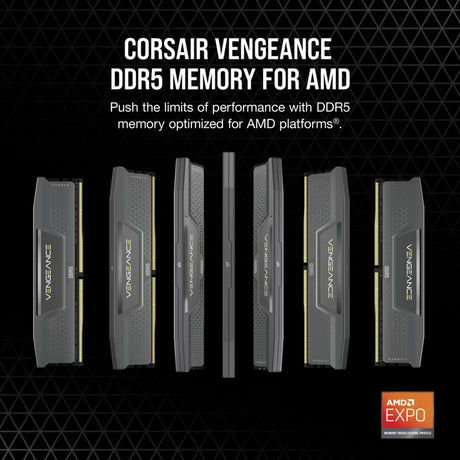 Corsair vengeance 32 gb ddr5-6000 (2x 16 gb) werkgeheugen (zwart, cmk32gx5m2d6000z38, xmp, expo)