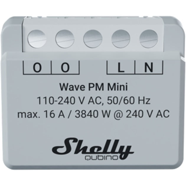 Shelly qubino wave pm mini relæ (lysegrå hvid, 1-kanal, z-wave)