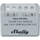 Shelly qubino wave pm mini relæ (lysegrå hvid, 1-kanal, z-wave)