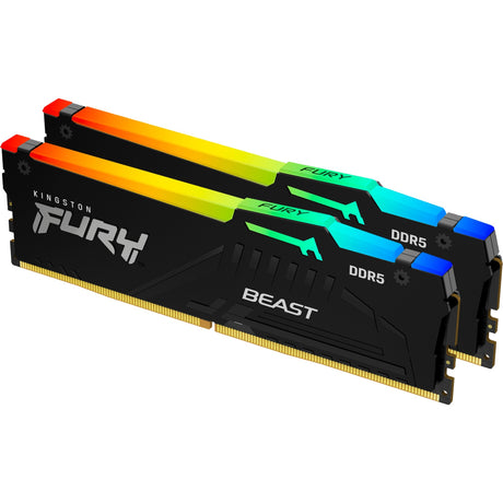 Kingston Fury Beast RGB 32 GB DDR5-5600 (2x 16 GB) RAM (sort, KF556C40Bbak2-32, XMP 3.0)