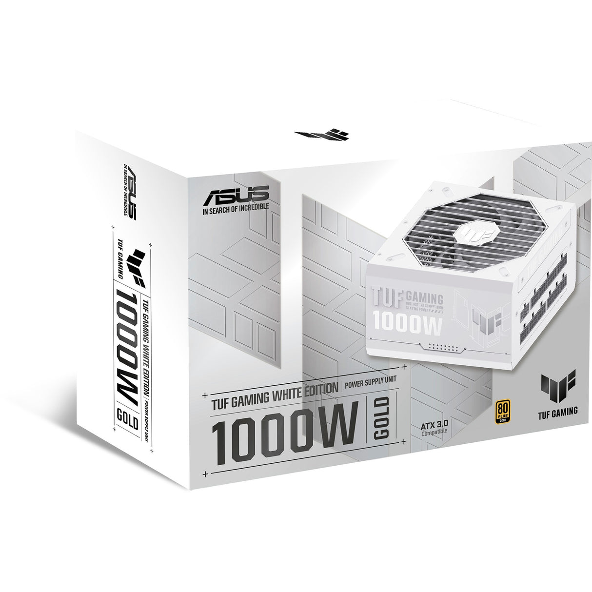 Asus tuf gaming gold white edition modulær 1000 watt strømforsyning (hvid, 1x 12v-2x6, 4x pcie)