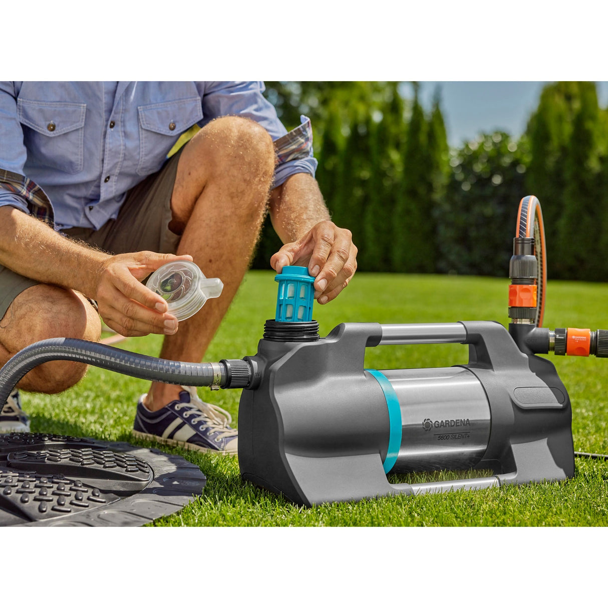 Gardena vandpumpe 5600 silent+ (sort sølv)