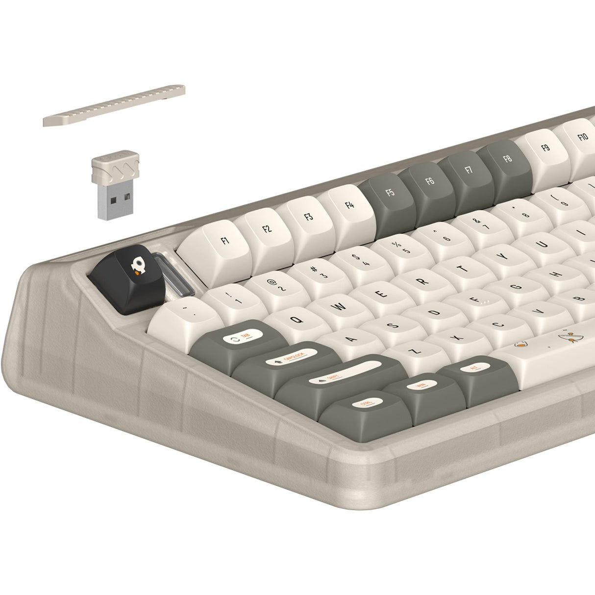Iqunix og80 hitchhiker wireless mechanical keyboard (gray, us layout (qwerty), cherry mx silent red, 80% (tkl), rgb leds, hot-swappable, pbt, 2.4ghz | bluetooth 5.1 | usb-c)