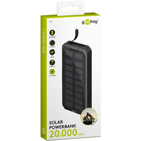 Goobay udendørs solenergibank 20.000 mah med strømforsyningsbank (sort)