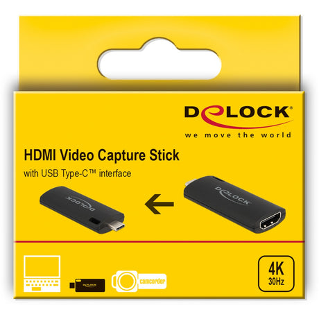 Delock HDMI video capture stick USB-C adapter (sort)
