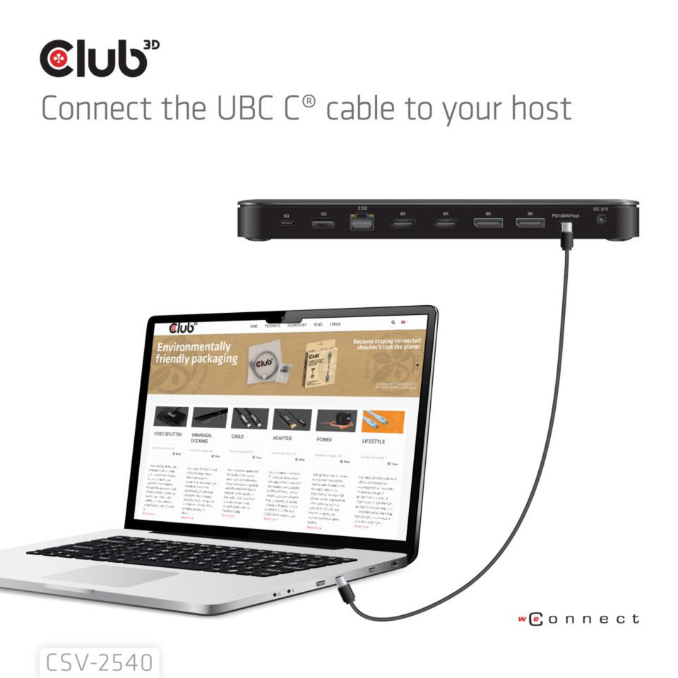 Club 3D 14-1 USB-C Quad Display dockingstation (sort)