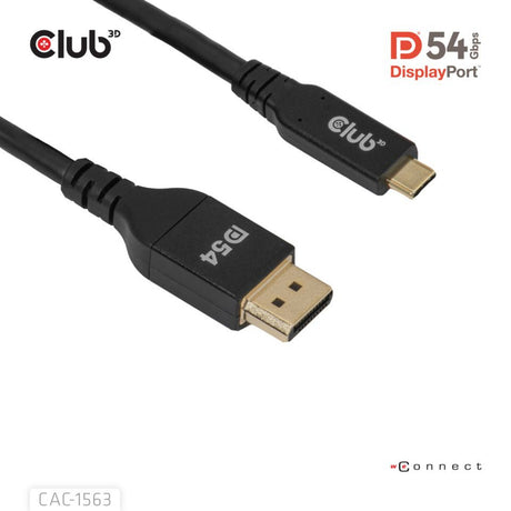 Club 3D USB-C til DisplayPort 2.1 DP54 tovejskabel, 8K120Hz 2m (sort)