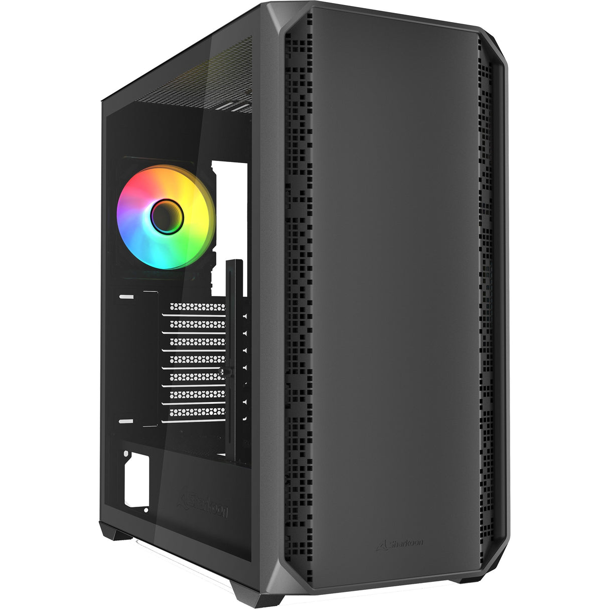 Sharkoon ak2 rgb midi tårnhus (sort | 2x usb-a | 1x usb-c | rgb | hærdet glas)