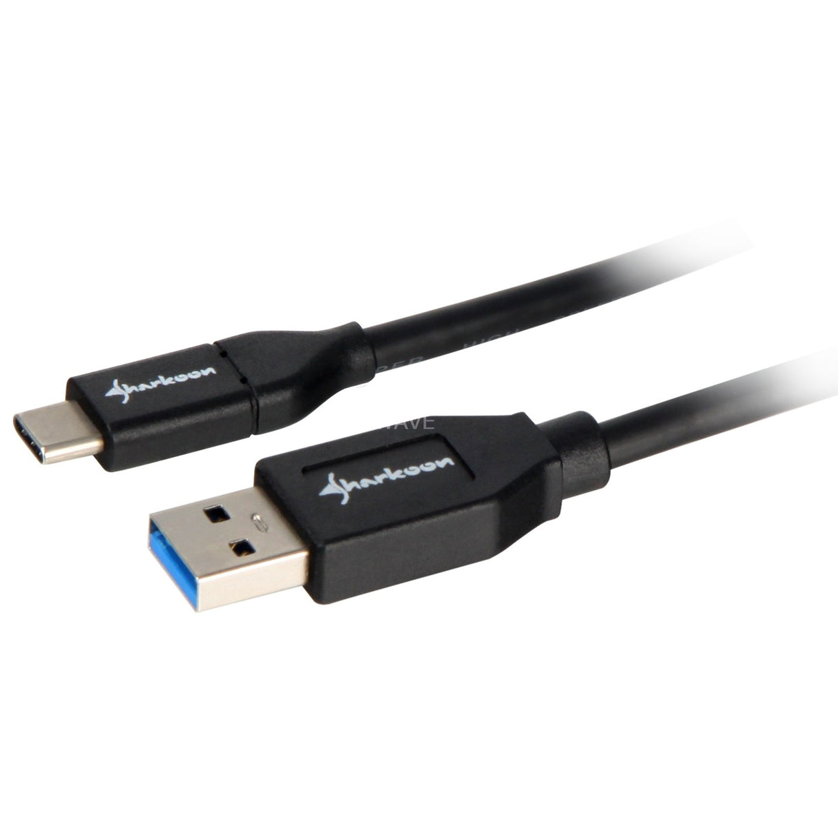 Sharkoon USB-A 3.2 > USB-C-kabel (sort, 0,5 meter)
