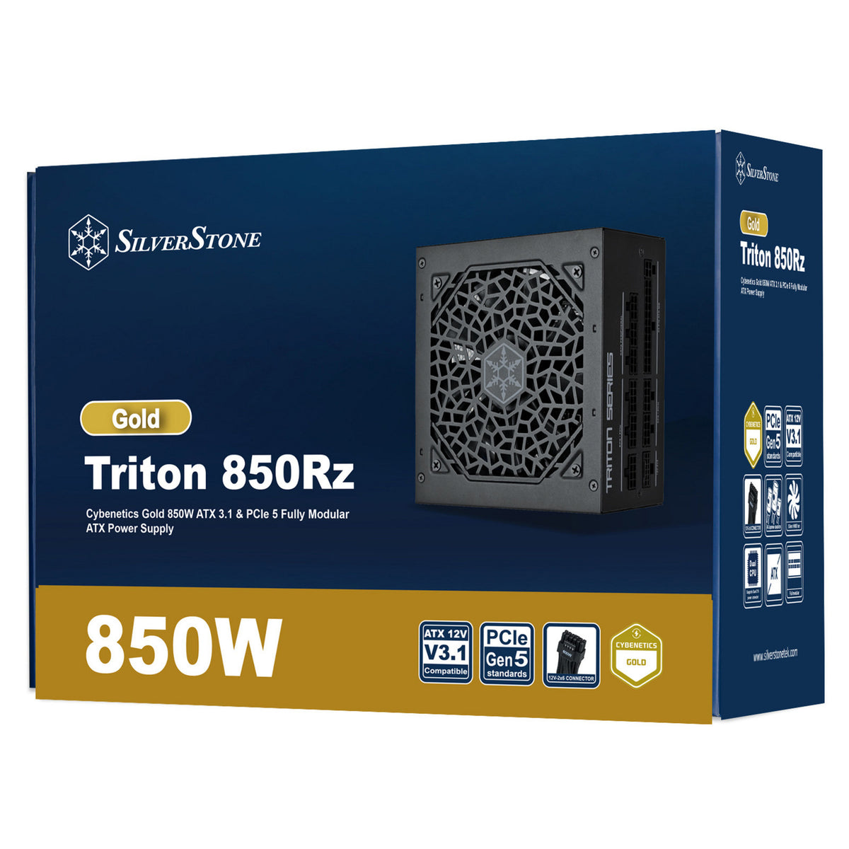 Silverstone triton 850rz modulær 850 watt strømforsyning (sort, 1x 12v-2x6, 3x pcie)