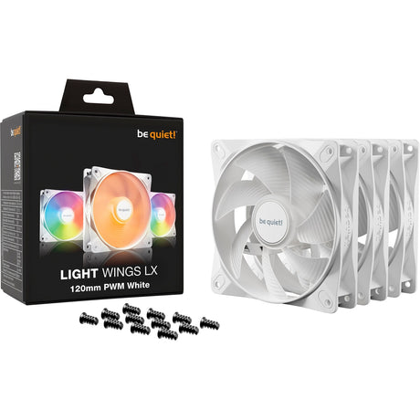 Vær stille! light wings lx pwm rgb kabinet blæsere (hvide, 3 stk, 120 x 120 x 25 mm)