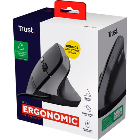 Trust bayo ii kablet ergonomisk mus (sort, 800 dpi - 2400 dpi)