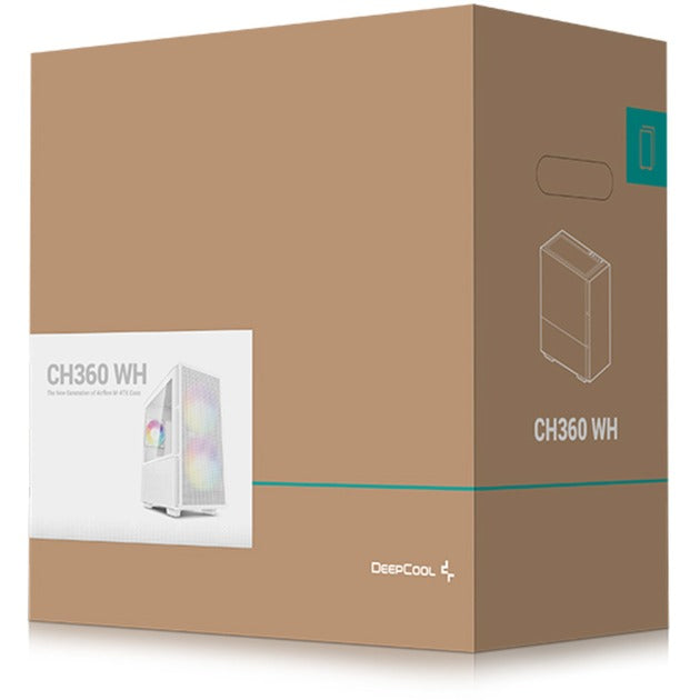 Deepcool ch360 mini tårnhus (hvid | 1x USB-A | 1x USB-C | RGB | vindue)