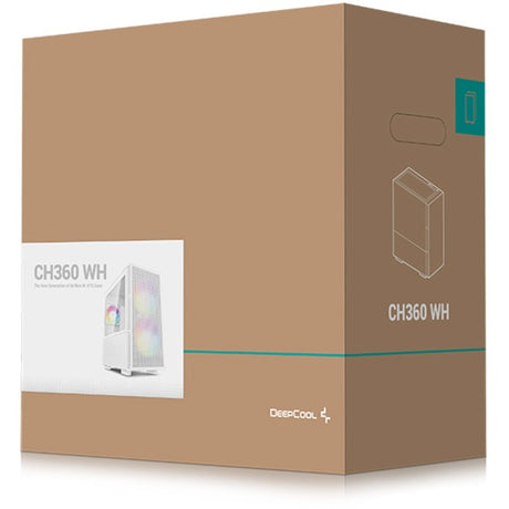 Deepcool ch360 mini tårnhus (hvid | 1x USB-A | 1x USB-C | RGB | vindue)