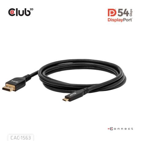 Club 3D USB-C til DisplayPort 2.1 DP54 tovejskabel, 8K120Hz 2m (sort)