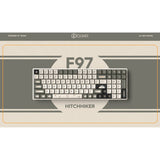 Iqunix f97 hitchhiker trådløst mekanisk tastatur (grå, us-layout (qwerty), cherry mx red, 96%, rgb-lysdioder, hot-swappable, pbt, 2,4ghz | bluetooth 5.1 | usb-c)