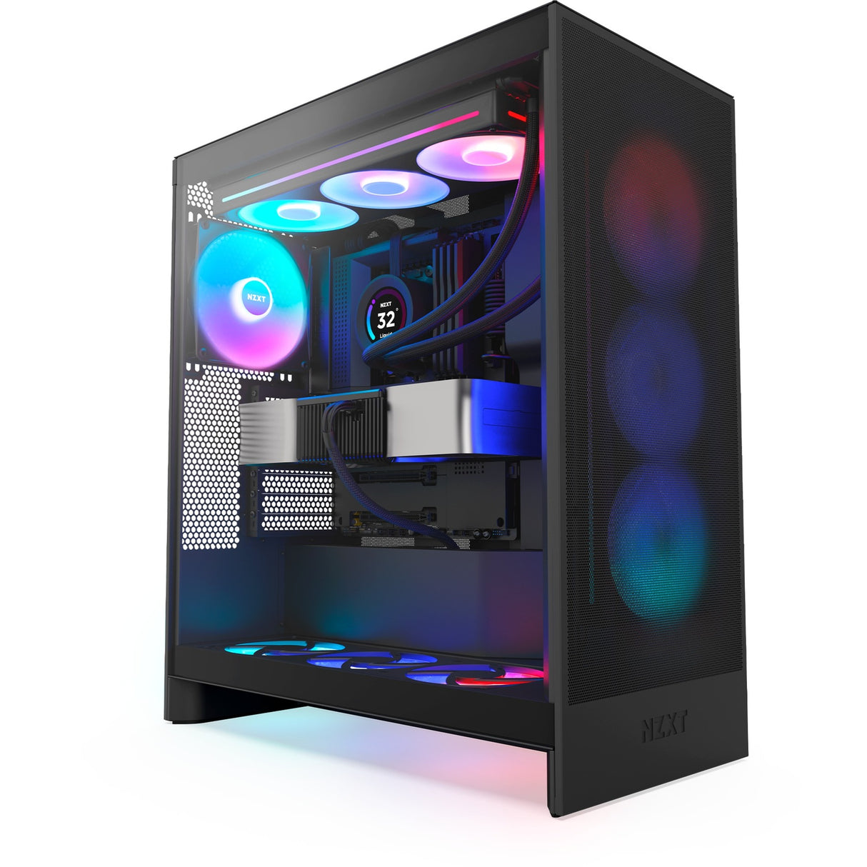 Nzxt h7 flow rgb (2024) midi tårnhus (sort | 2x usb-a | 1x usb-c | rgb | hærdet glas)