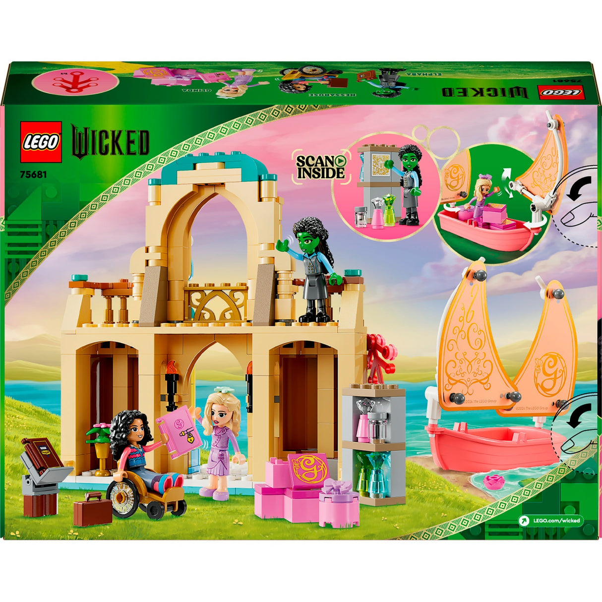 Lego wicked - glinda, elphaba og nessarose på shiz university byggelegetøj (75681)