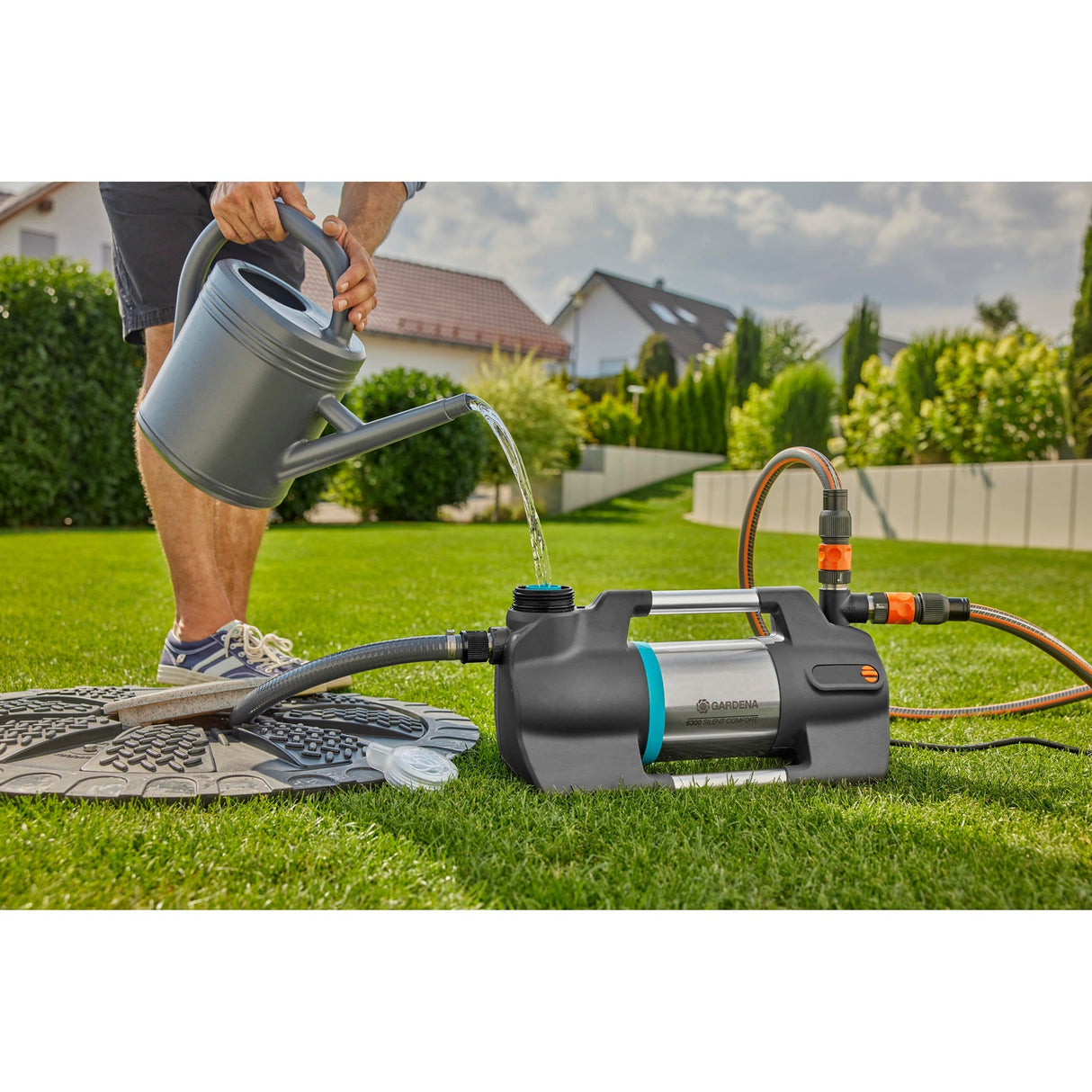 Gardena vandingspumpe 6300 silentcomfort (mørkegrå rustfrit stål, 1050 watt | Bluetooth)