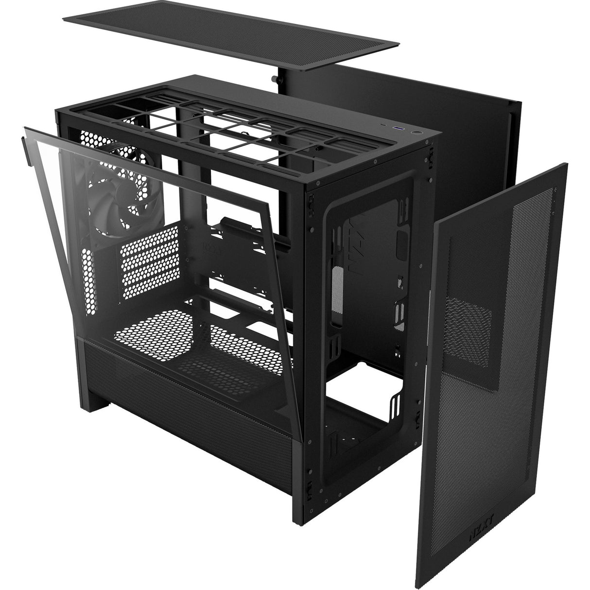 Nzxt h3 flow midi tårnhus (sort (mat) | 1x USB-A | 1x USB-C | hærdet glas)
