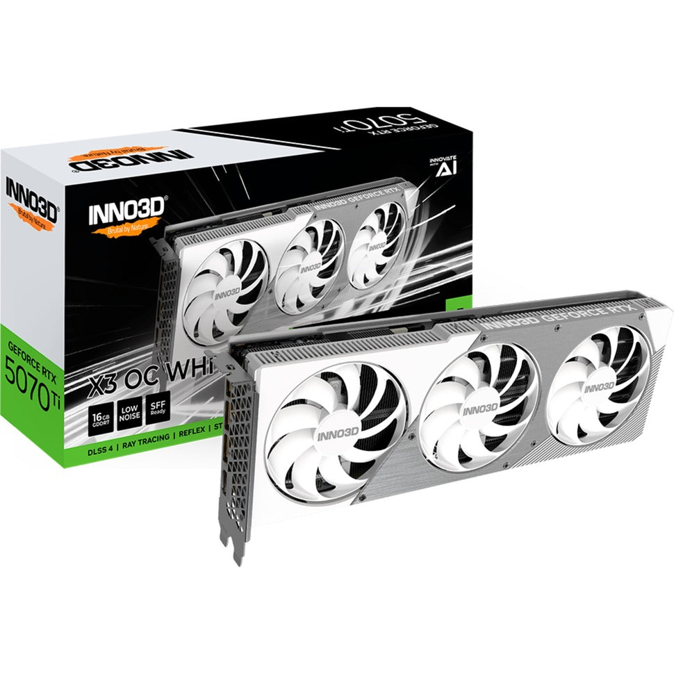 Inno3d geforce rtx 5070 ti x3 oc hvidt grafikkort (hvidt, dlss 4, 3x skærmport, 1x hdmi 2.1)