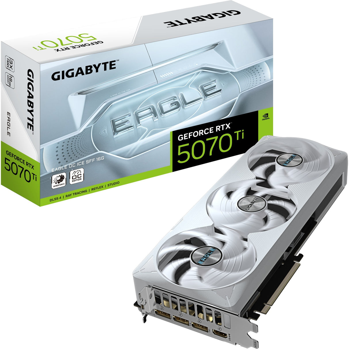 Gigabyte GeForce RTX 5070 Ti Eagle OC Ice SFF 16G grafikkort (3x Display Port, 1x HDMI)