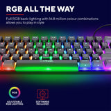 Trust GXT 867 Acira 60 % mini-mekanisk gaming-tastatur (sort, amerikansk layout (QWERTY), Outemu Red, 60 %, RGB)