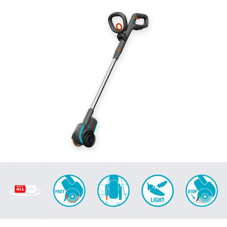Gardena easyweed batteri ukrudtsbørste 1800 18v p4a solo ukrudtsfjerner (grå turkis, batteri og oplader medfølger ikke, strøm til alle alliance)
