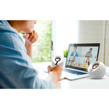 Creative Pebble V3 PC-højttaler (hvid, Bluetooth, USB-C, Aux)