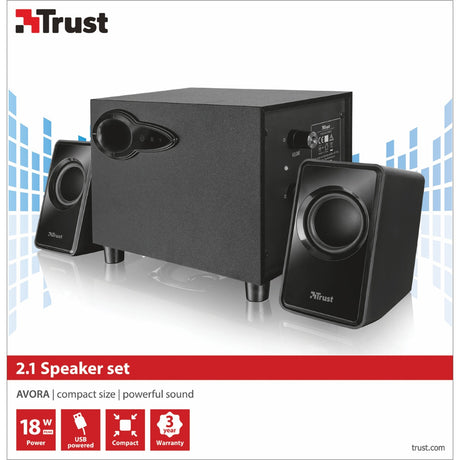 Trust avora 2.1 subwoofer højttalersæt PC-højttaler (sort, 20442)