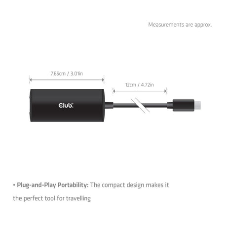 Club 3d usb-c naar 10gb-lan ethernet adapter (zwart)