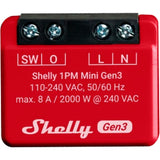 Shelly plus 13.00 mini gen3 relæ (rød sort, wifi)