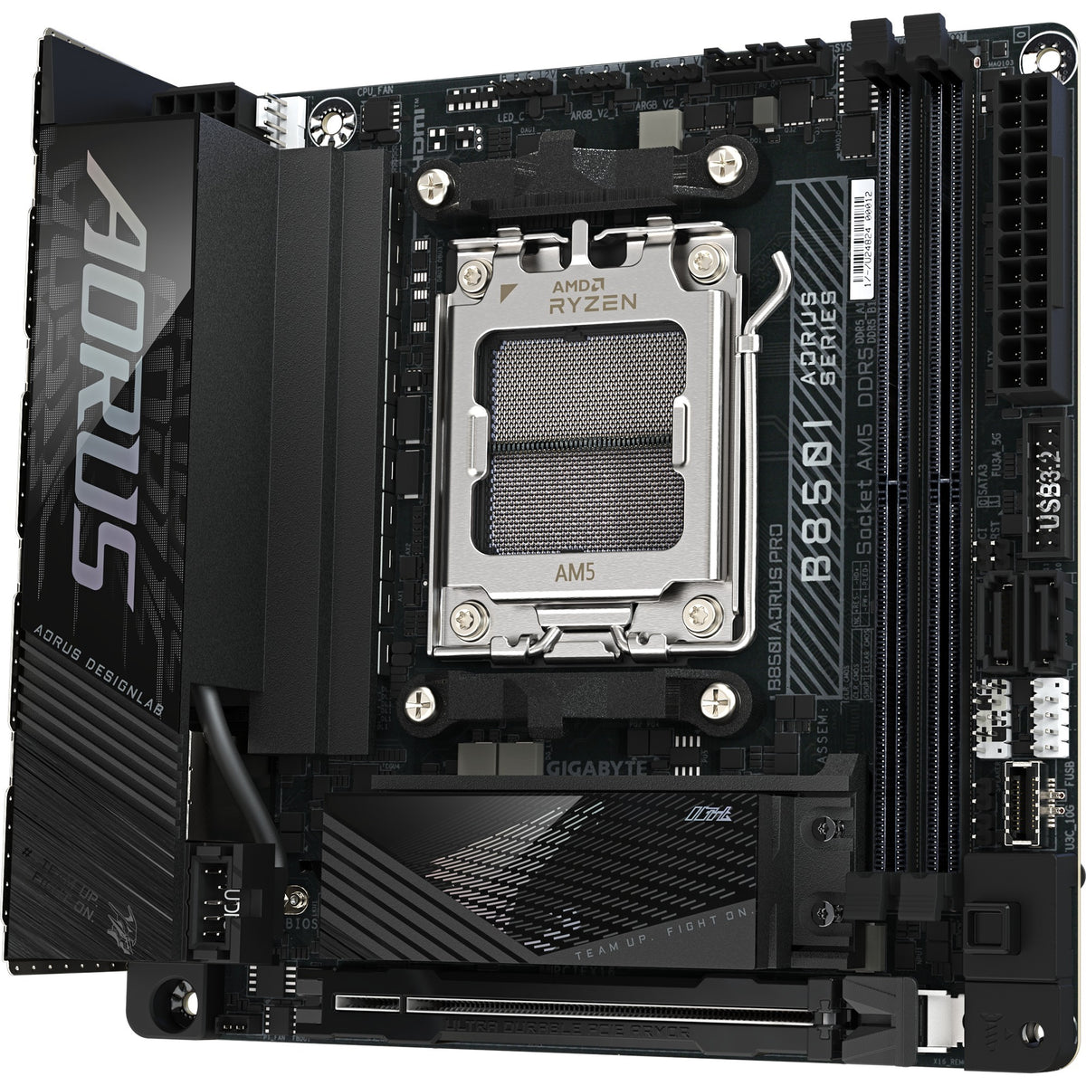 Gigabyte B850i Aorus Pro Socket AM5 bundkort (sort, RAID, 2,5 GB-LAN, Wi-Fi 7, BT, lyd, Mini-ITX)